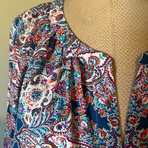 Women’s 2x Top Blouse Tunic Teal Orange Pink